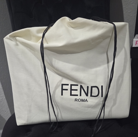 Fendi Black Embossed Logo Tote with Gold Accents - Picture 8 of 9